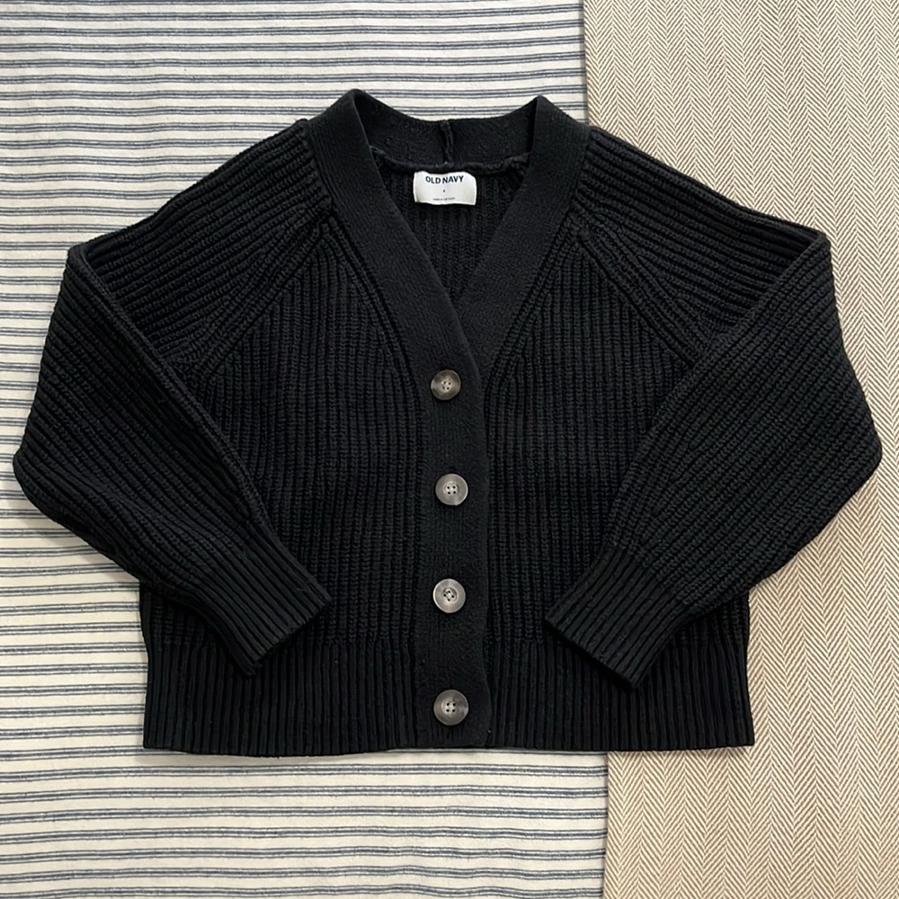 Old Navy Black Ribbed Cardigan Sweater
